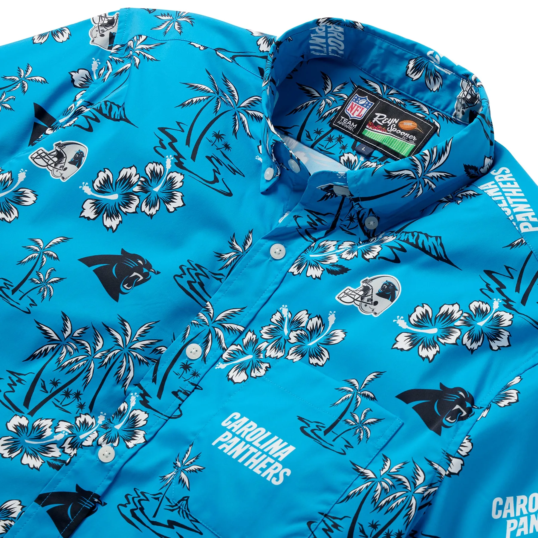 CAROLINA PANTHERS KEKAI PERFORMANCE BUTTON FRONT sold by Reyn Spooner product image thumbnail 2