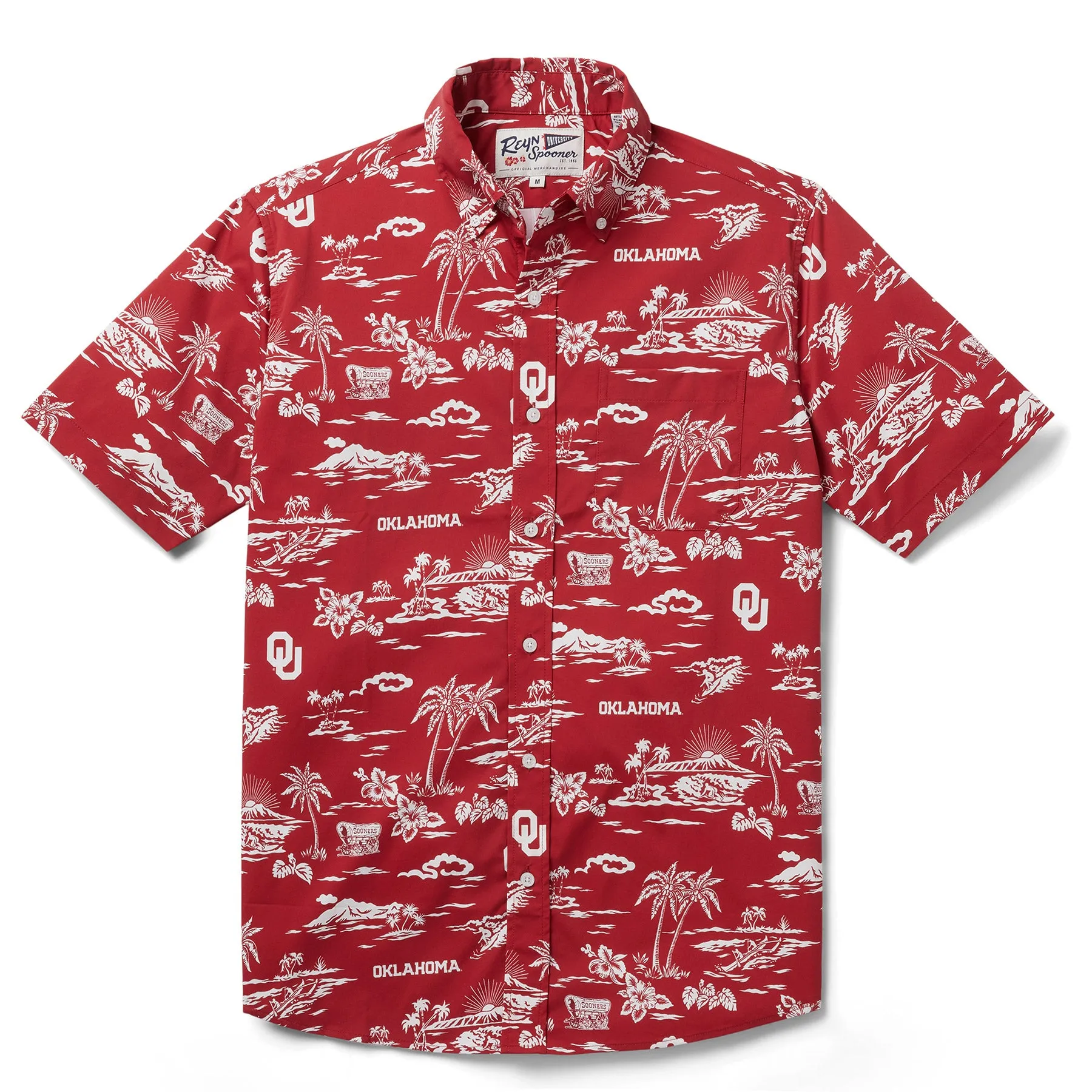 UNIVERSITY OF OKLAHOMA KEKAI PERFORMANCE BUTTON FRONT sold by Reyn Spooner