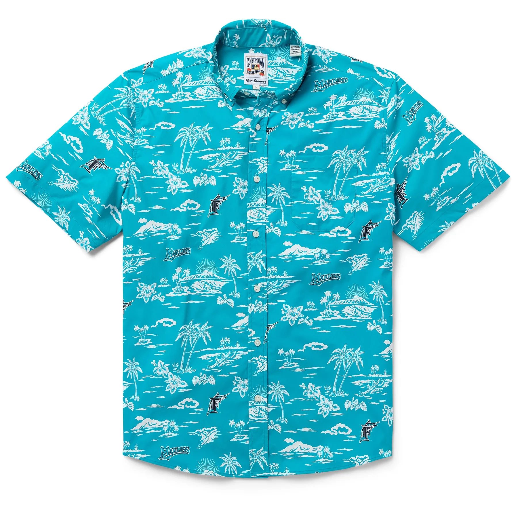 MLB® FLORIDA MARLINS COOPERSTOWN PERFORMANCE ALOHA SHIRT sold by Reyn Spooner