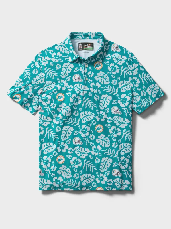 MIAMI DOLPHINS THROWBACK PERFORMANCE POLO made by Reyn Spooner