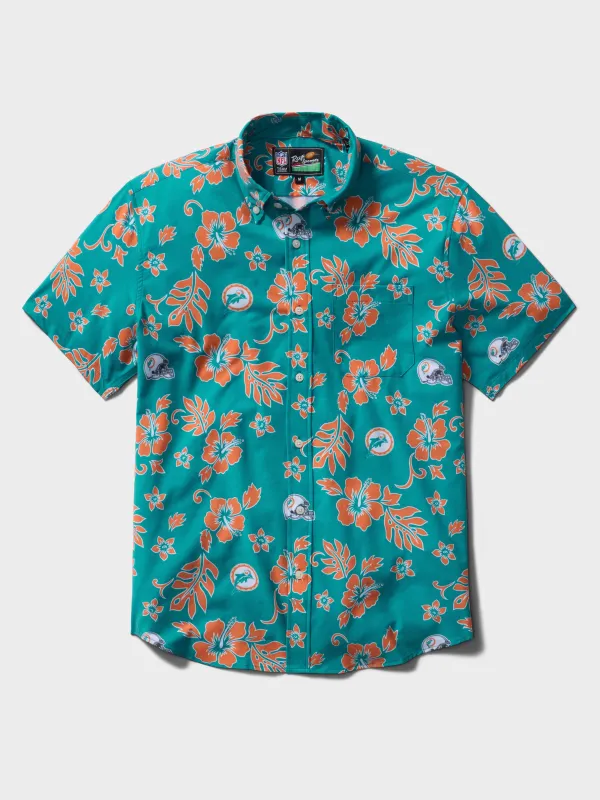 MIAMI DOLPHINS THROWBACK PERFORMANCE ALOHA SHIRT made by Reyn Spooner