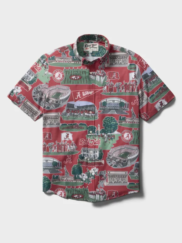 UNIVERSITY OF ALABAMA SCENIC PERFORMANCE ALOHA SHIRT made by Reyn Spooner