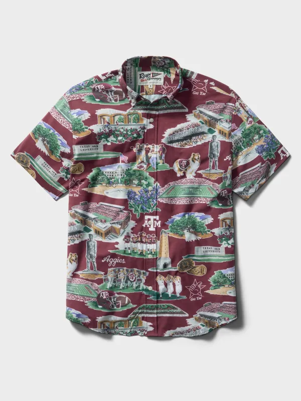 TEXAS A&M UNIVERSITY SCENIC PERFORMANCE ALOHA SHIRT made by Reyn Spooner