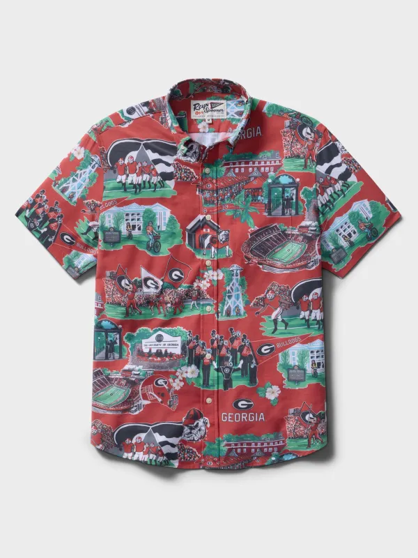 UNIVERSITY OF GEORGIA SCENIC PERFORMANCE ALOHA SHIRT made by Reyn Spooner
