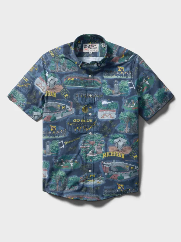 UNIVERSITY OF MICHIGAN SCENIC PERFORMANCE ALOHA SHIRT made by Reyn Spooner