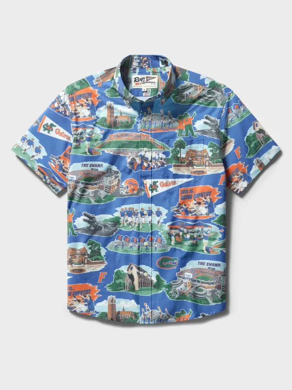 UNIVERSITY OF FLORIDA SCENIC PERFORMANCE ALOHA SHIRT made by Reyn Spooner