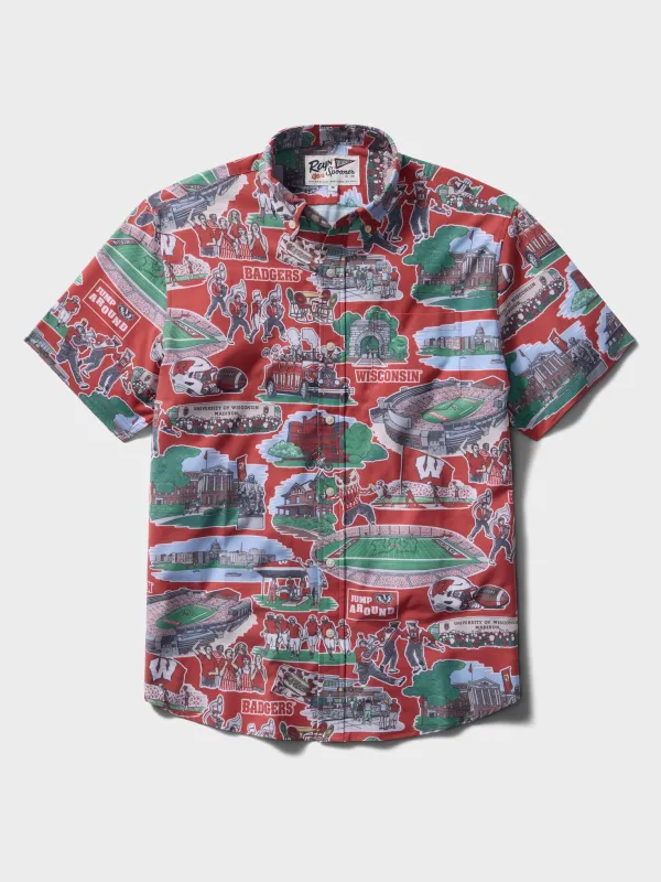 UNIVERSITY OF WISCONSIN SCENIC PERFORMANCE ALOHA SHIRT made by Reyn Spooner