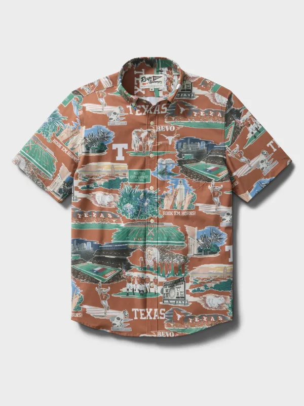 UNIVERSITY OF TEXAS SCENIC PERFORMANCE ALOHA SHIRT made by Reyn Spooner