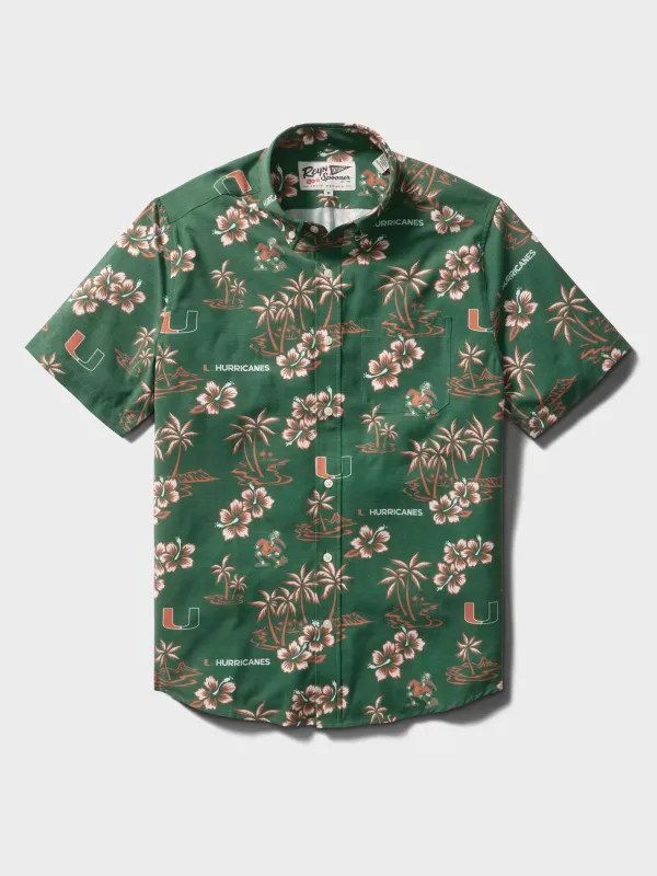UNIVERSITY OF MIAMI GAME DAY PERFORMANCE ALOHA SHIRT made by Reyn Spooner