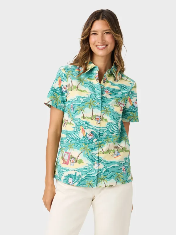 ALOHA DORAEMON ABBY TOP made by Reyn Spooner