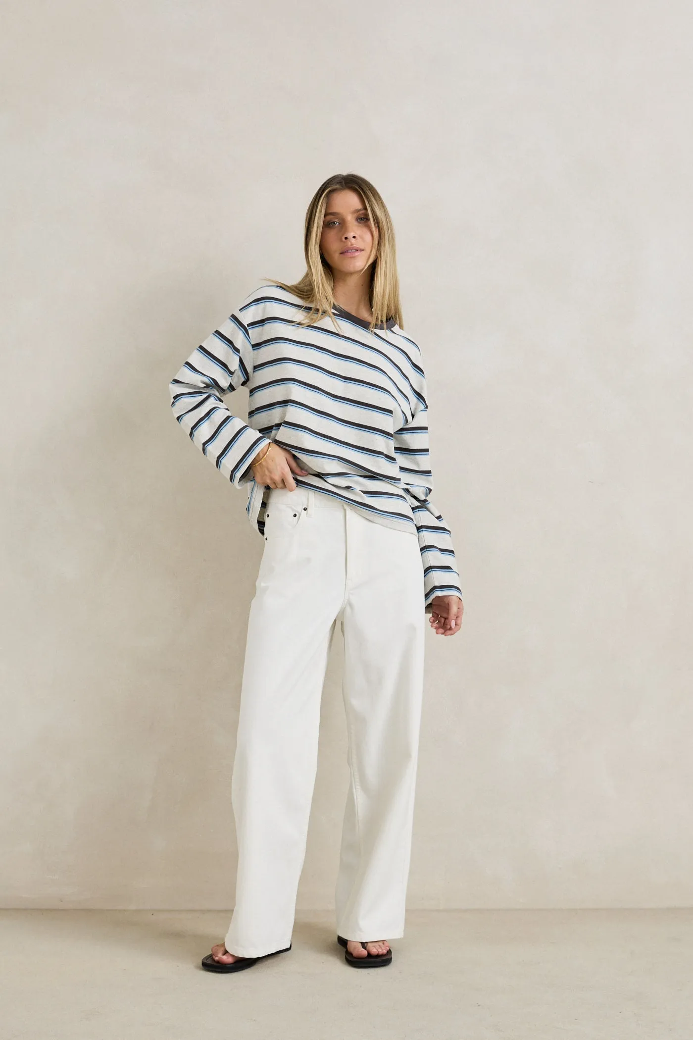 Zali Boyfriend Jean White sold by Rhythm.