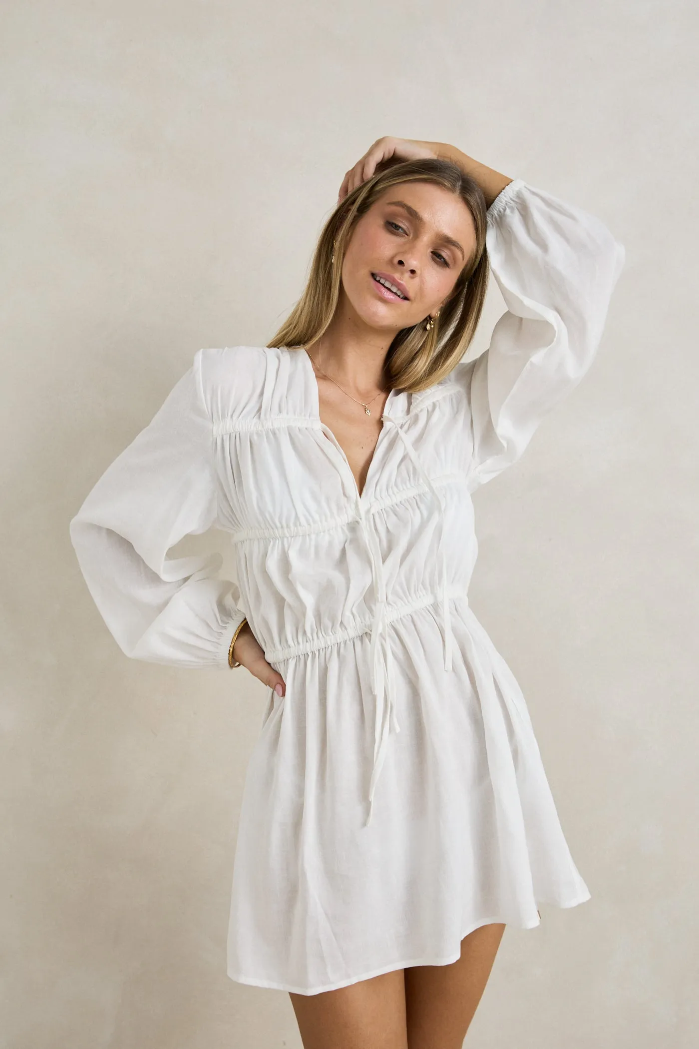 Pippa Tier Mini Dress White sold by Rhythm. product image thumbnail 2