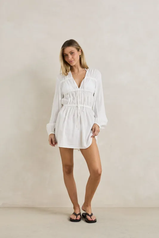 Pippa Tier Mini Dress White sold by Rhythm.