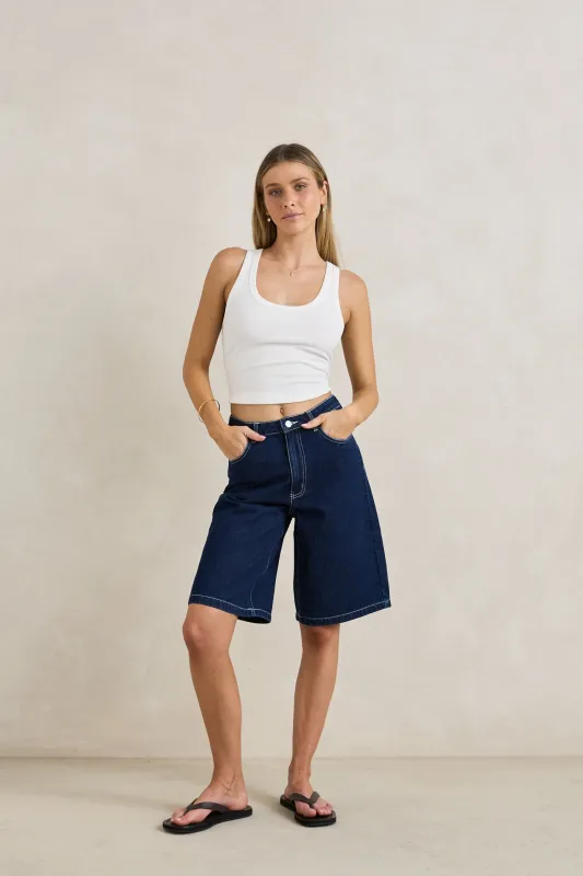 Essential Rib Tank White sold by Rhythm.