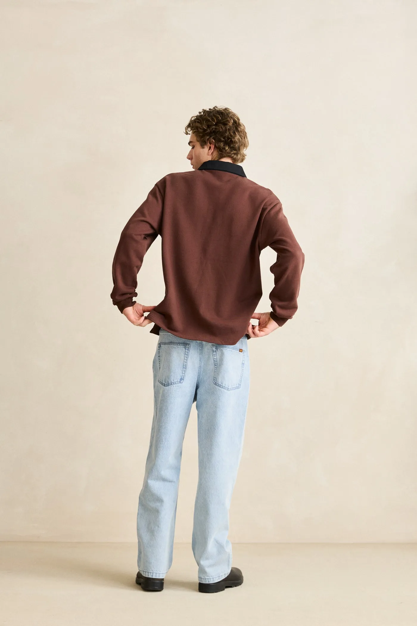 Koa Ls Rugby Polo Chocolate sold by Rhythm. product image thumbnail 5