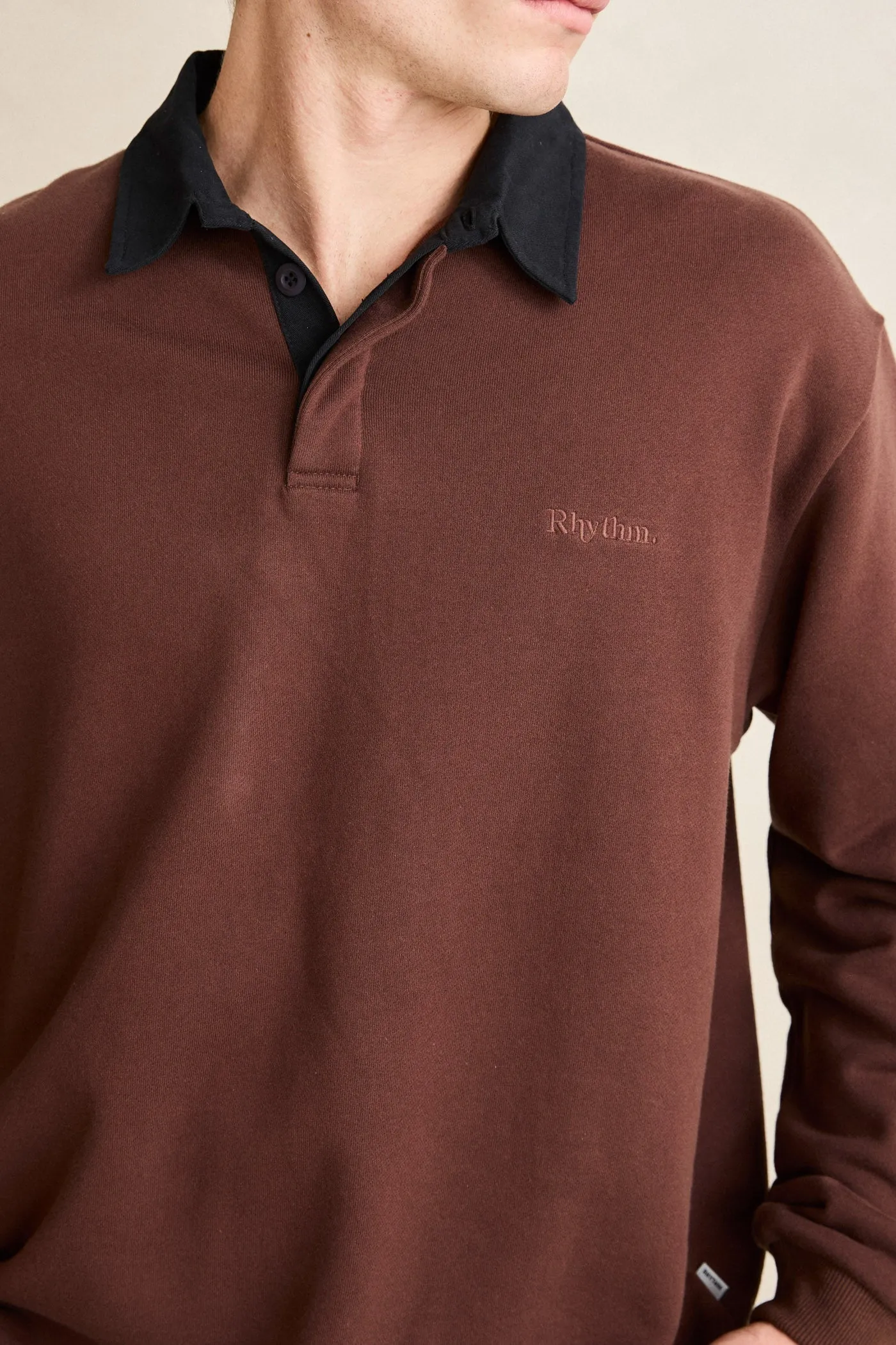 Koa Ls Rugby Polo Chocolate sold by Rhythm. product image thumbnail 3