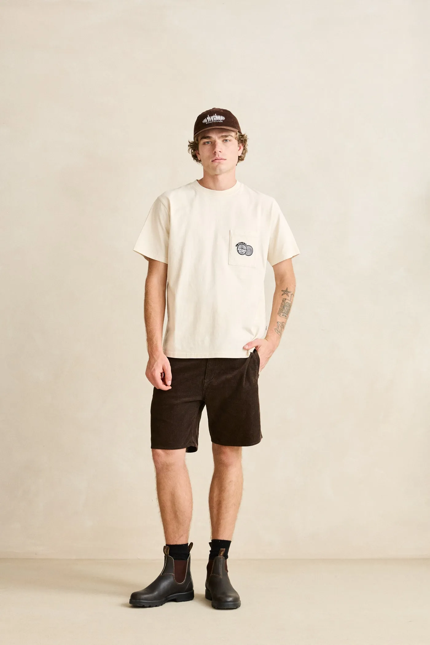 Broadcast Ss T-Shirt Natural sold by Rhythm. product image thumbnail 3