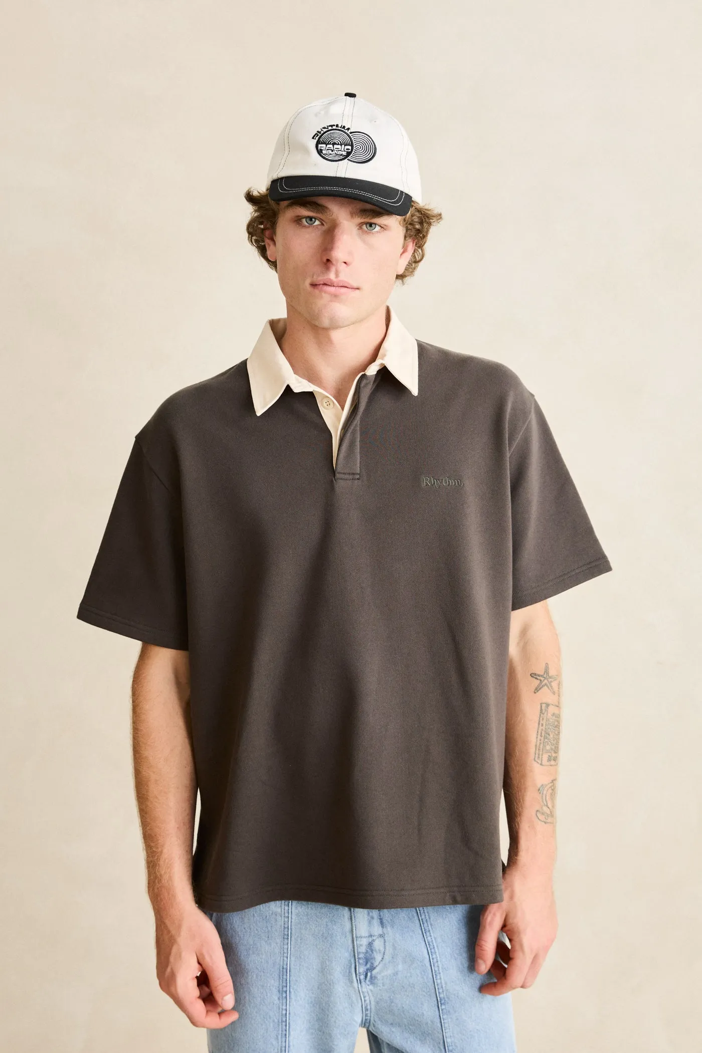 Koa Ss Rugby Polo Charcoal sold by Rhythm. product image thumbnail 2