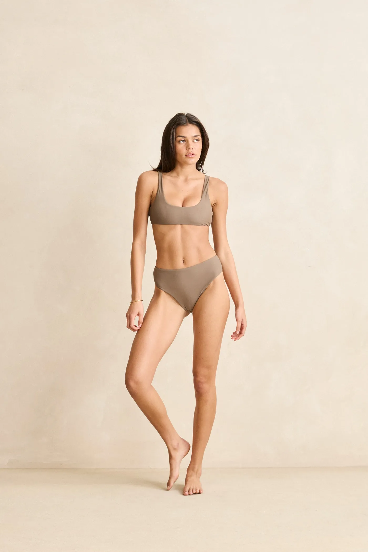 Classic Hi Waist Pant Taupe sold by Rhythm.