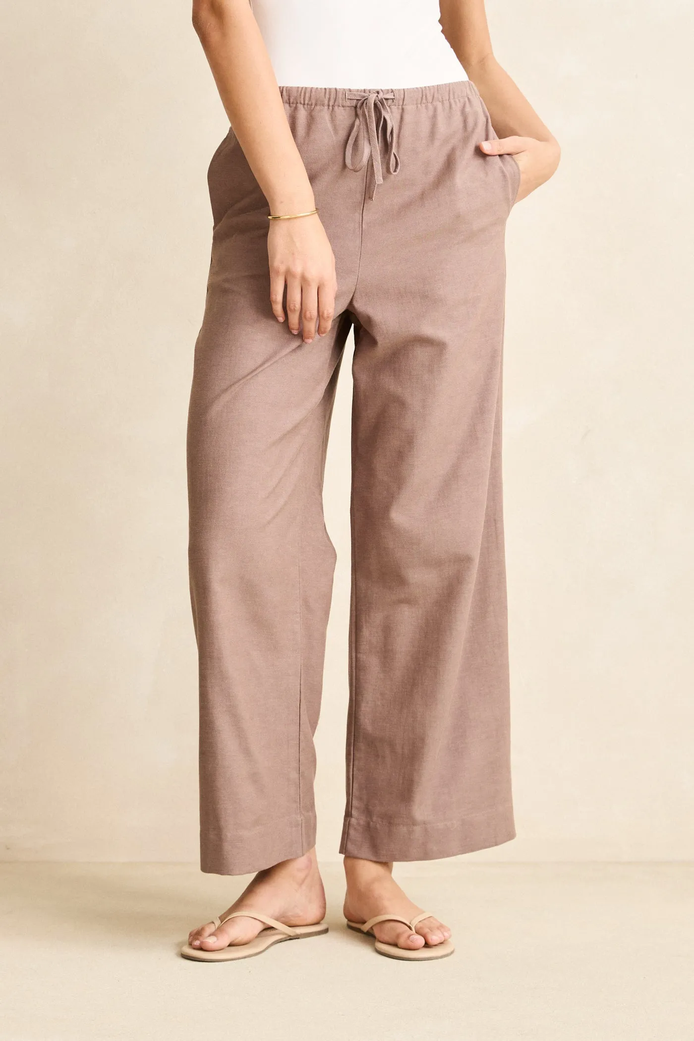 Classic Drawstring Pant Taupe sold by Rhythm.