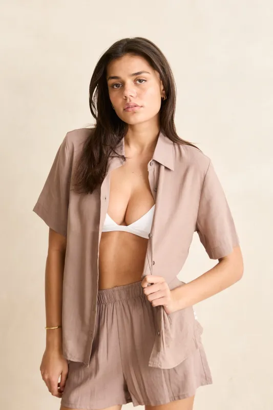 Classic Lounge Shirt Taupe sold by Rhythm.