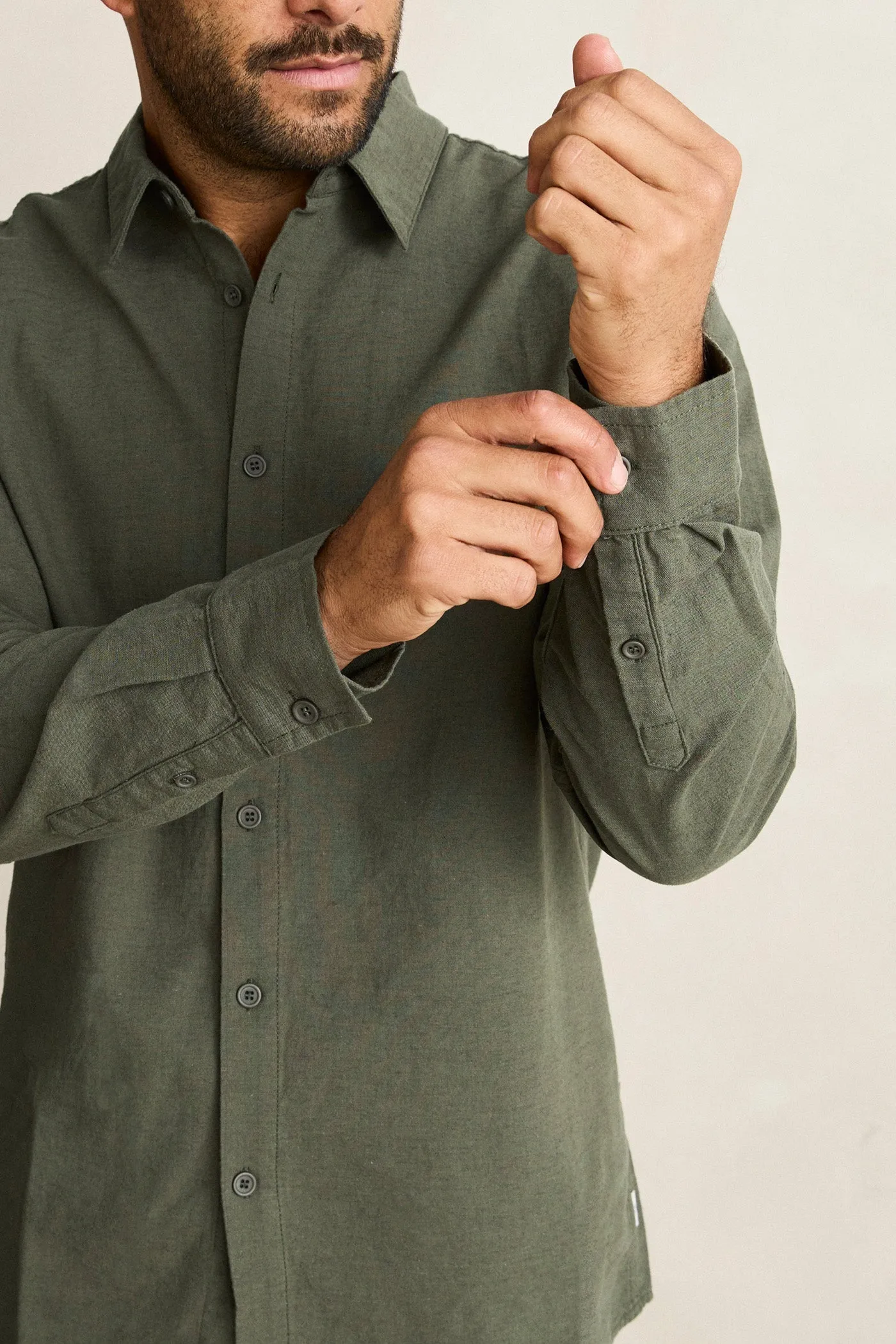 Classic Linen Ls Shirt Forest Green sold by Rhythm. product image thumbnail 4