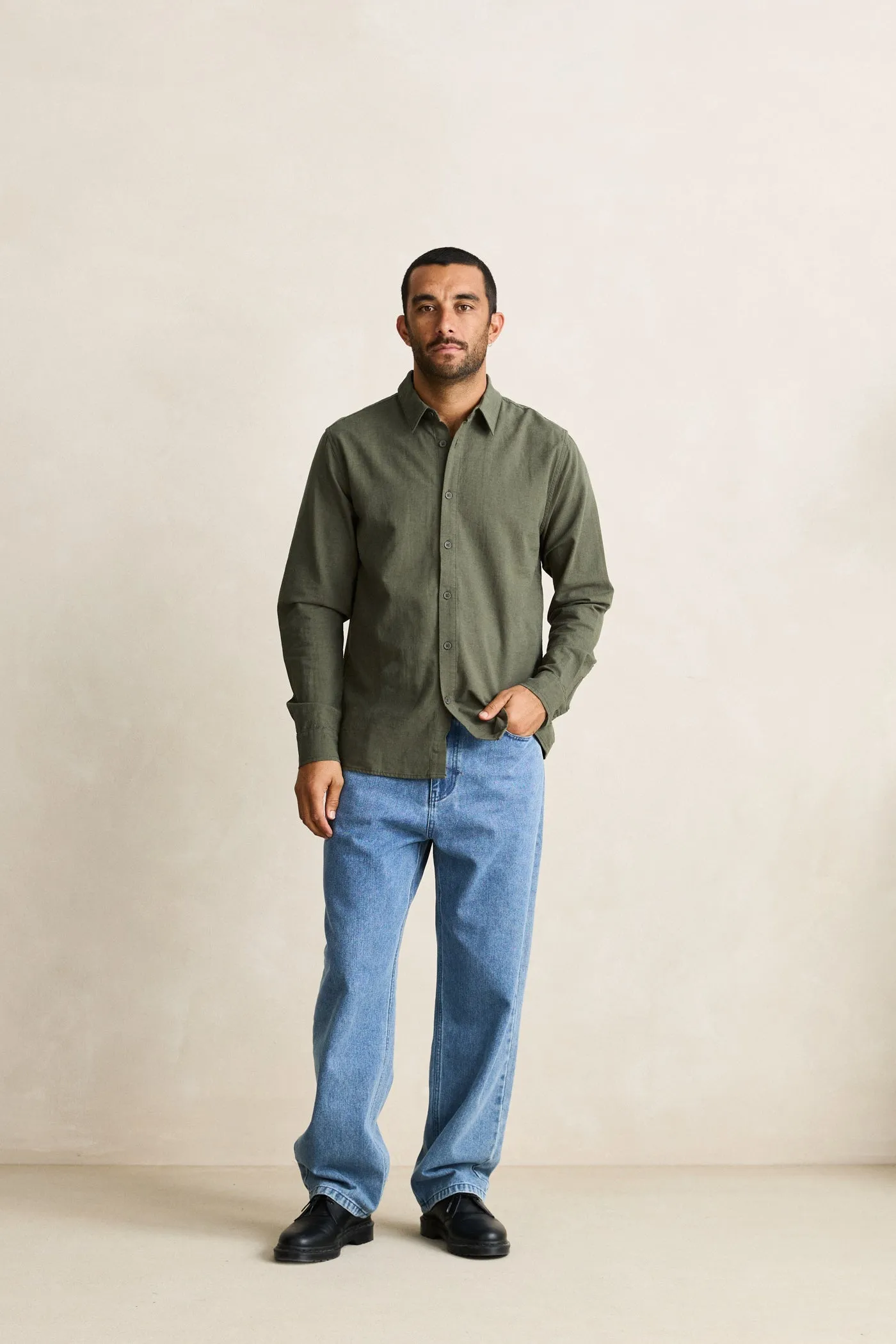 Classic Linen Ls Shirt Forest Green sold by Rhythm. product image thumbnail 2
