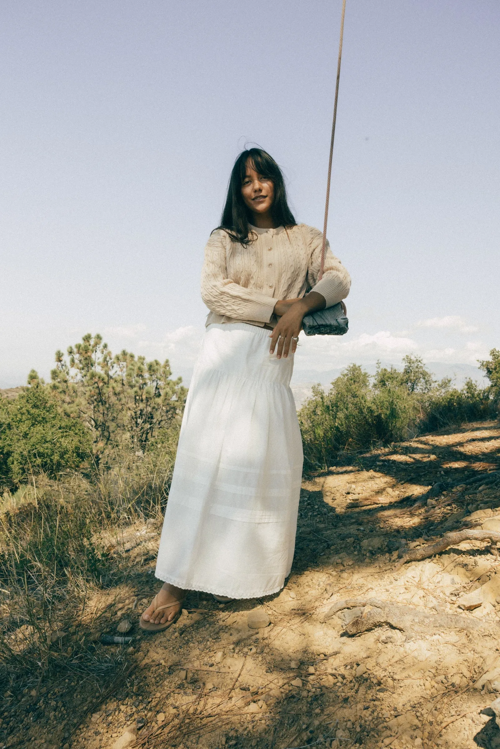 Solene Ruffle Midi Skirt White sold by Rhythm. product image thumbnail 3