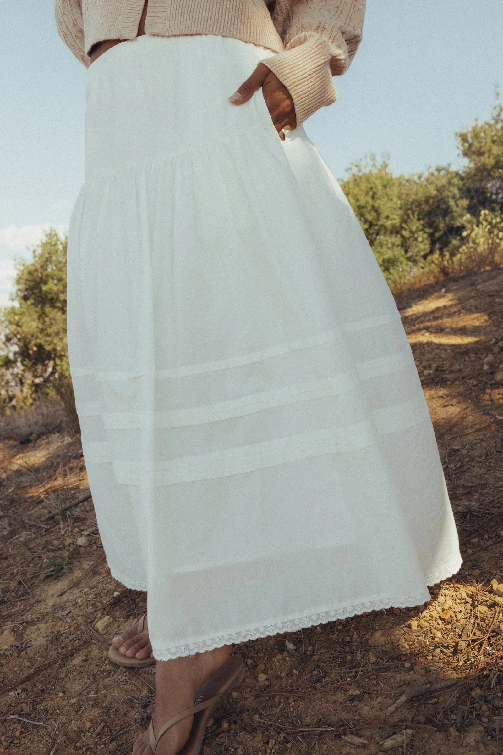 Solene Ruffle Midi Skirt White sold by Rhythm. product image thumbnail 4