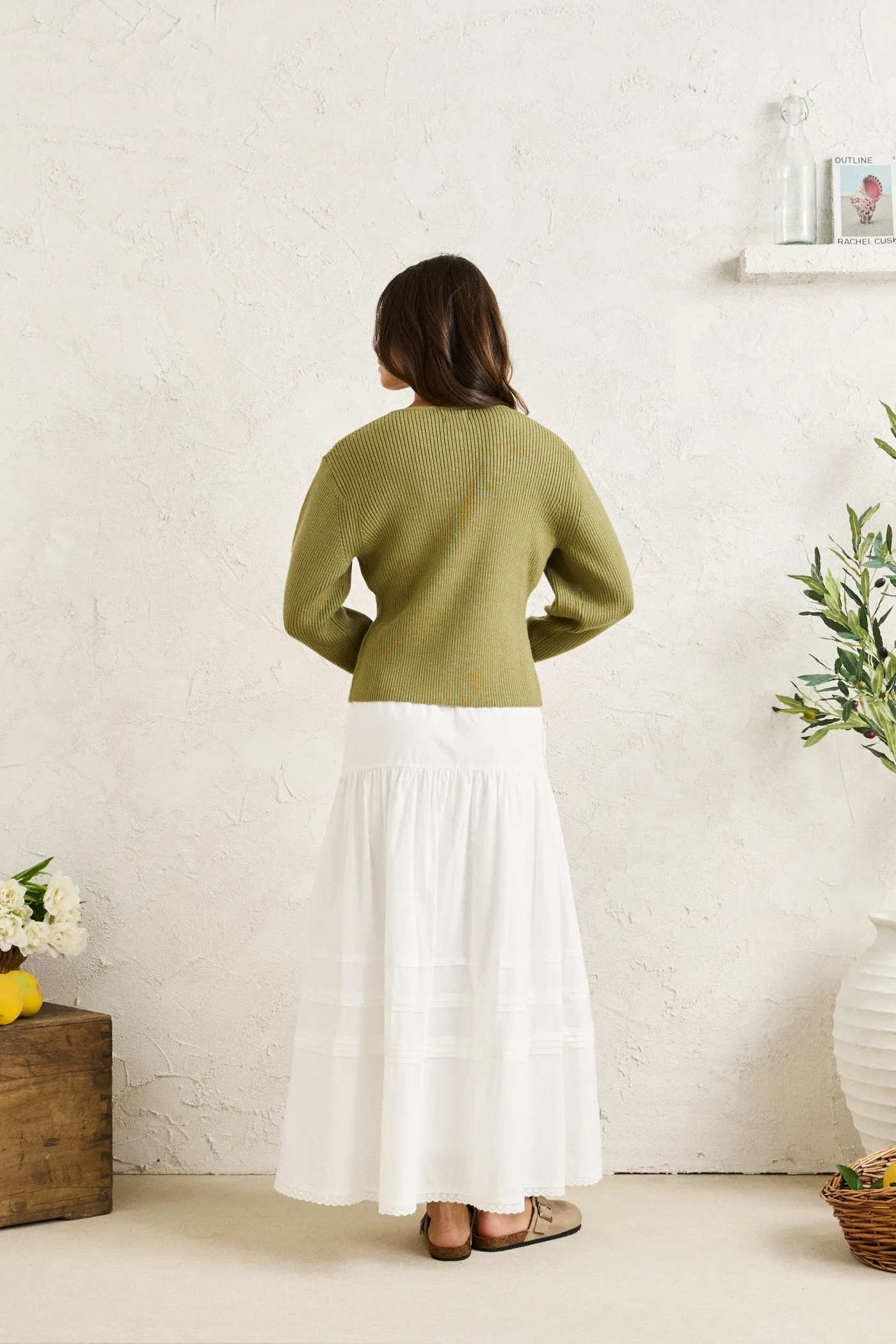 Solene Ruffle Midi Skirt White sold by Rhythm. product image thumbnail 5