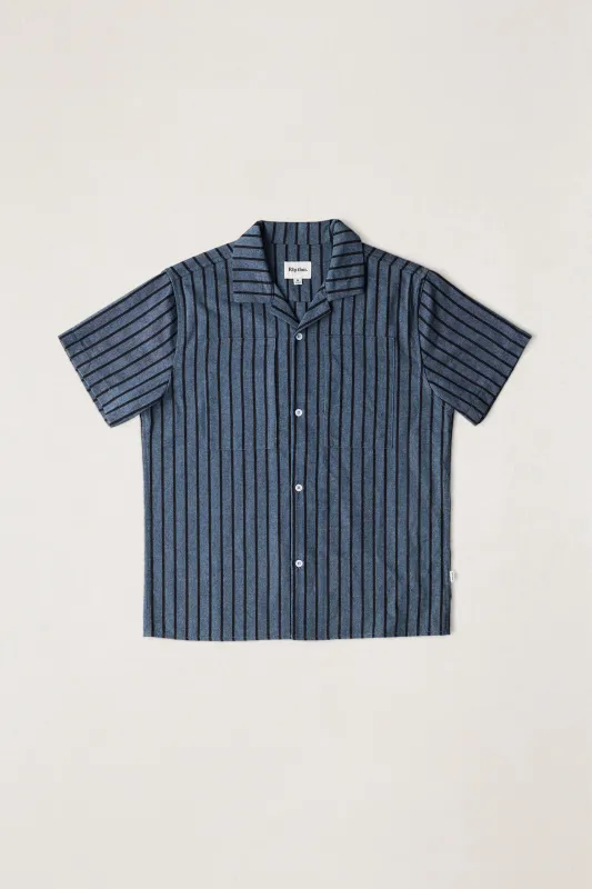 Crux Ss Shirt Indigo Stripe sold by Rhythm.
