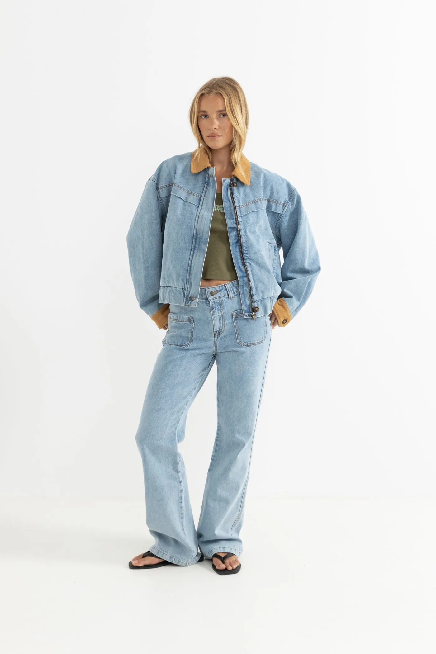 Mila Insulated Denim Jacket Denim sold by Rhythm.