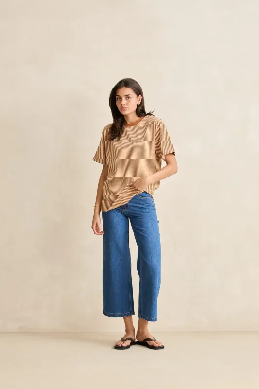 Essential Stripe Ss T-Shirt Tobacco made by Rhythm.