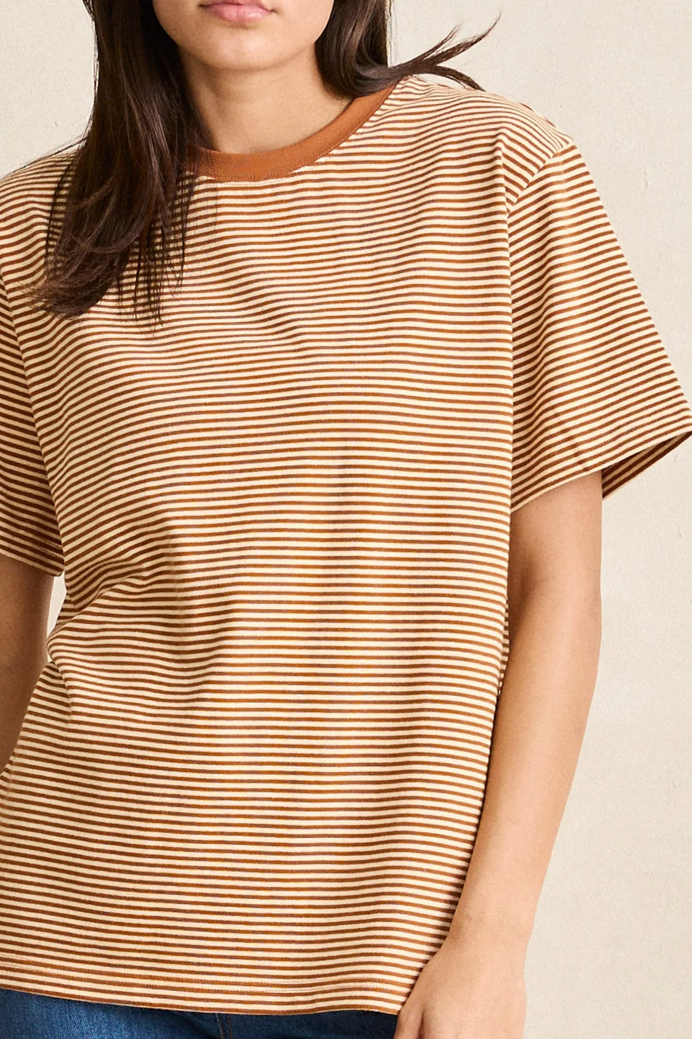 Essential Stripe Ss T-Shirt Tobacco sold by Rhythm. product image thumbnail 3