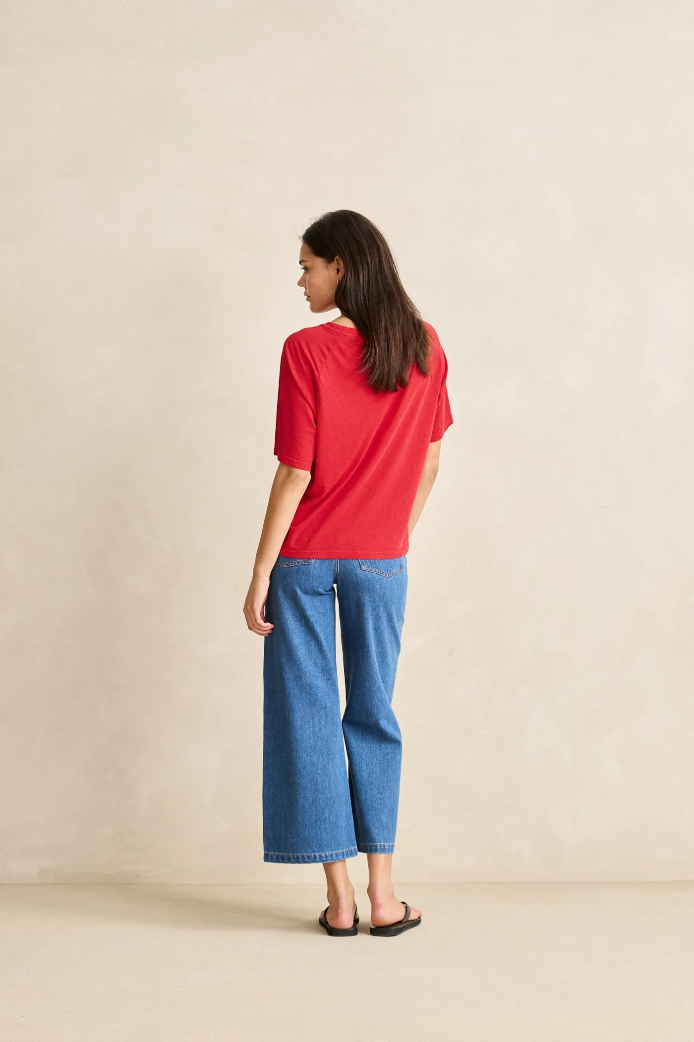 Essential Linen Ss T-Shirt Red sold by Rhythm. product image thumbnail 4