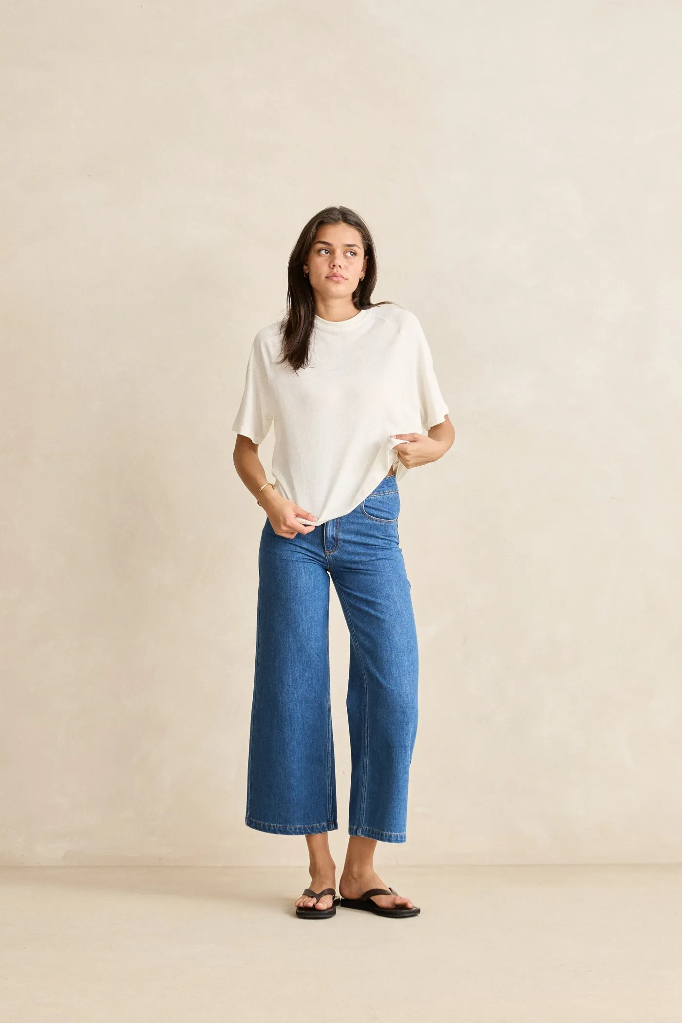 Essential Linen Ss T-Shirt Natural sold by Rhythm. product image thumbnail 5