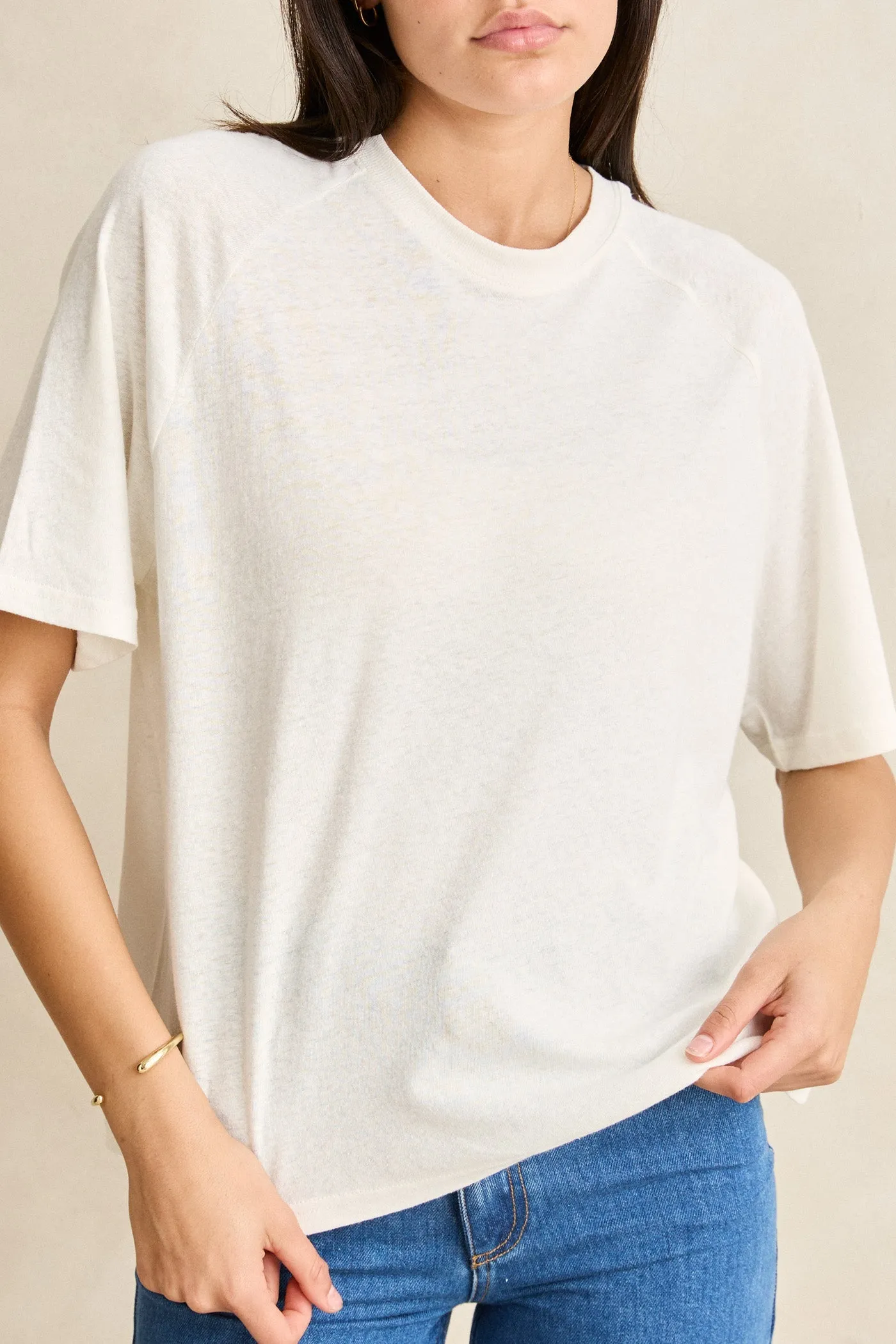 Essential Linen Ss T-Shirt Natural sold by Rhythm. product image thumbnail 3