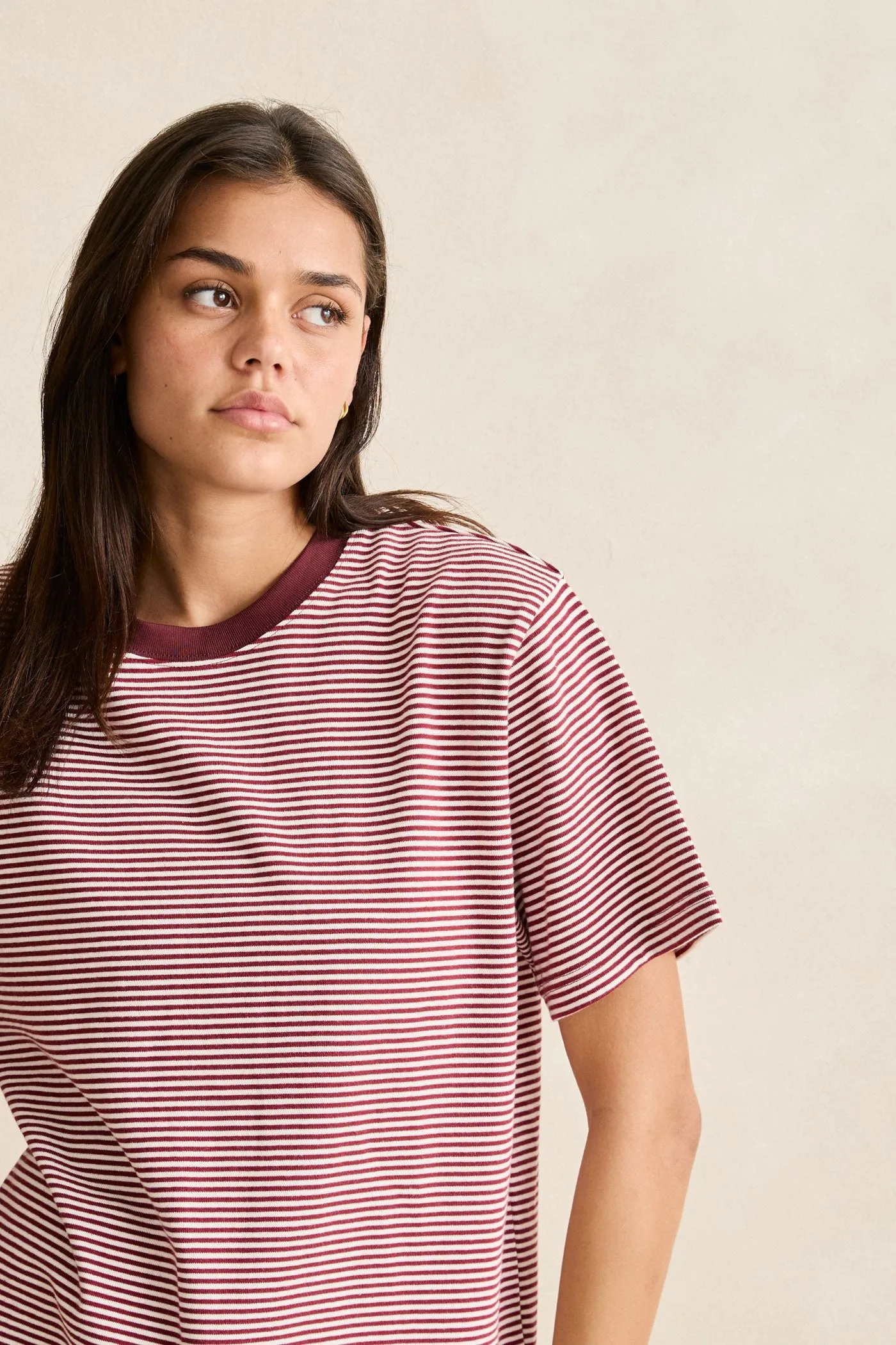 Essential Stripe Ss T-Shirt Red sold by Rhythm. product image thumbnail 3