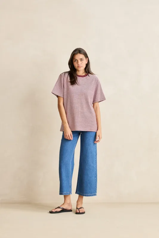 Essential Stripe Ss T-Shirt Red made by Rhythm.