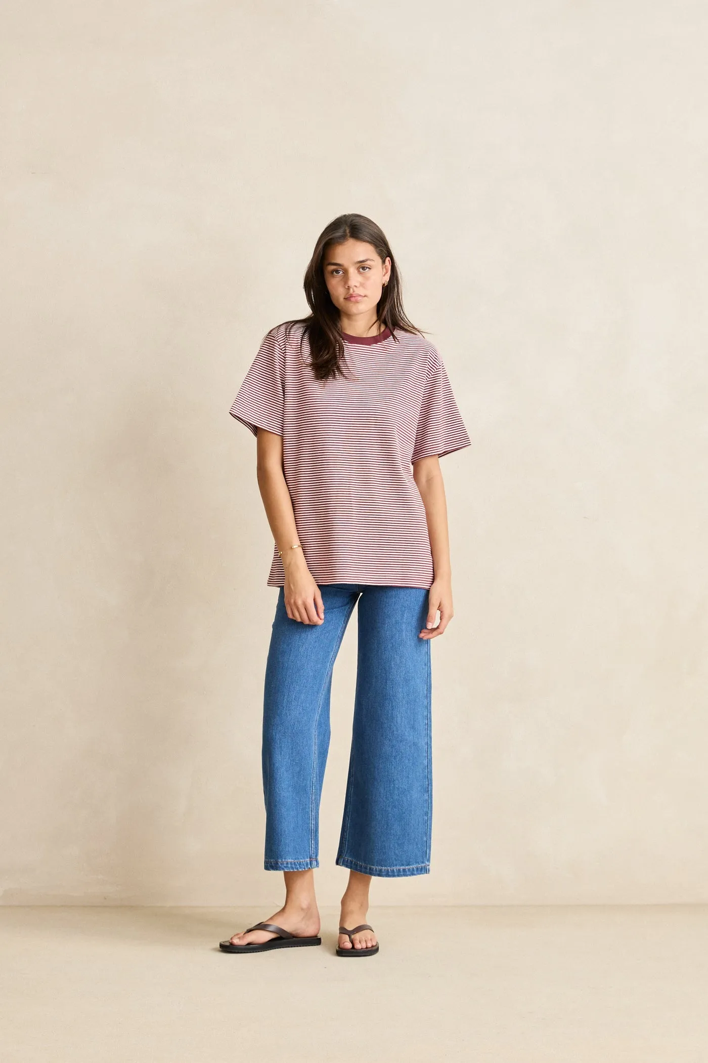 Essential Stripe Ss T-Shirt Red sold by Rhythm.