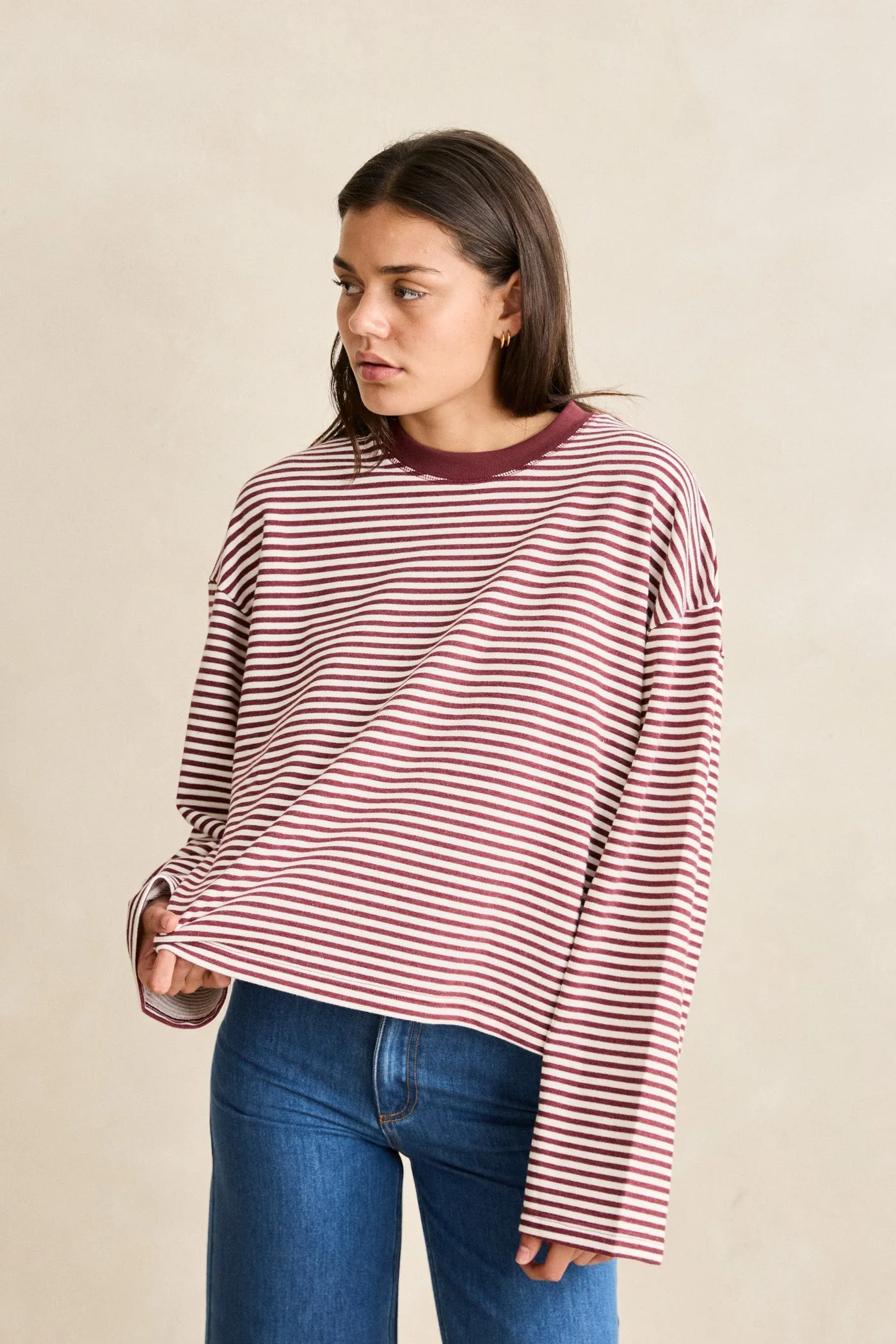 Essential Stripe Ls Shirt Vintage Red sold by Rhythm. product image thumbnail 5