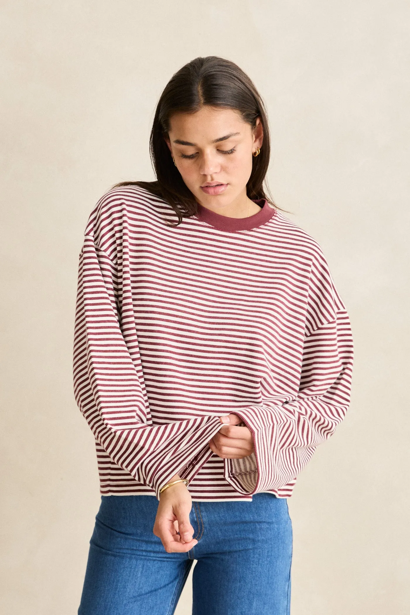 Essential Stripe Ls Shirt Vintage Red sold by Rhythm. product image thumbnail 2
