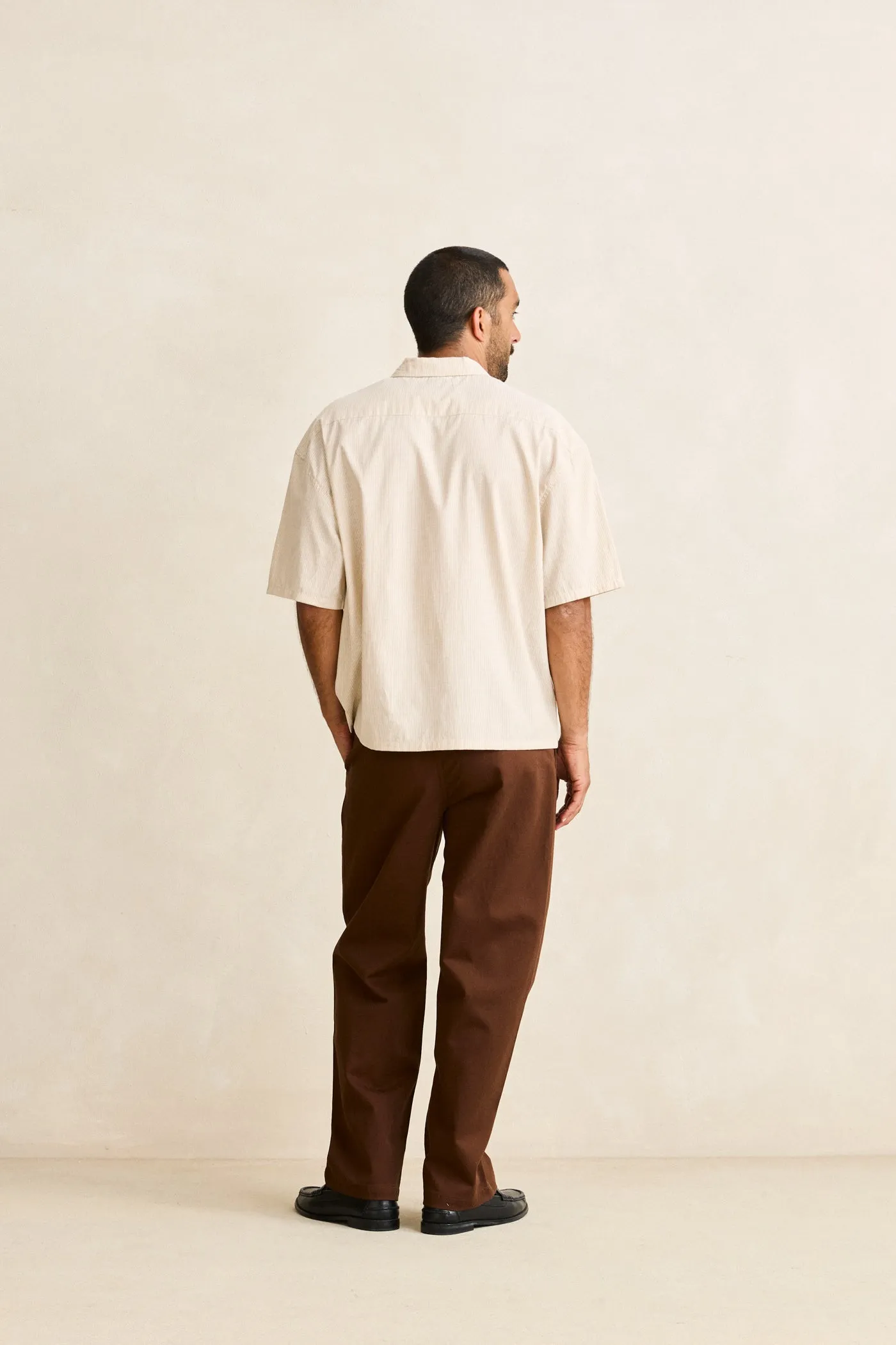 Essential Linen Stripe Ss Shirt Natural sold by Rhythm. product image thumbnail 4