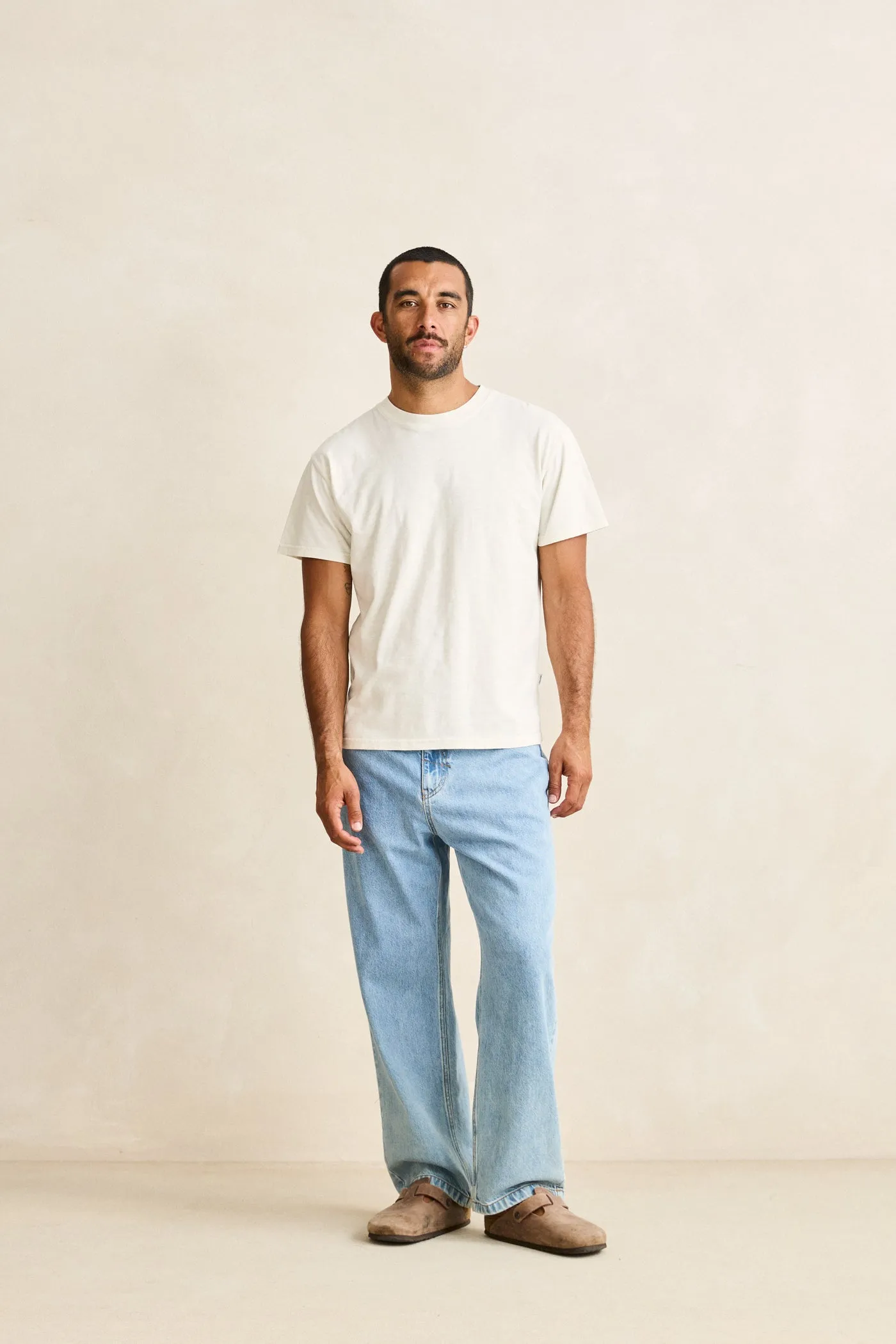 Essential Slub Band Ss T-Shirt Natural sold by Rhythm. product image thumbnail 5