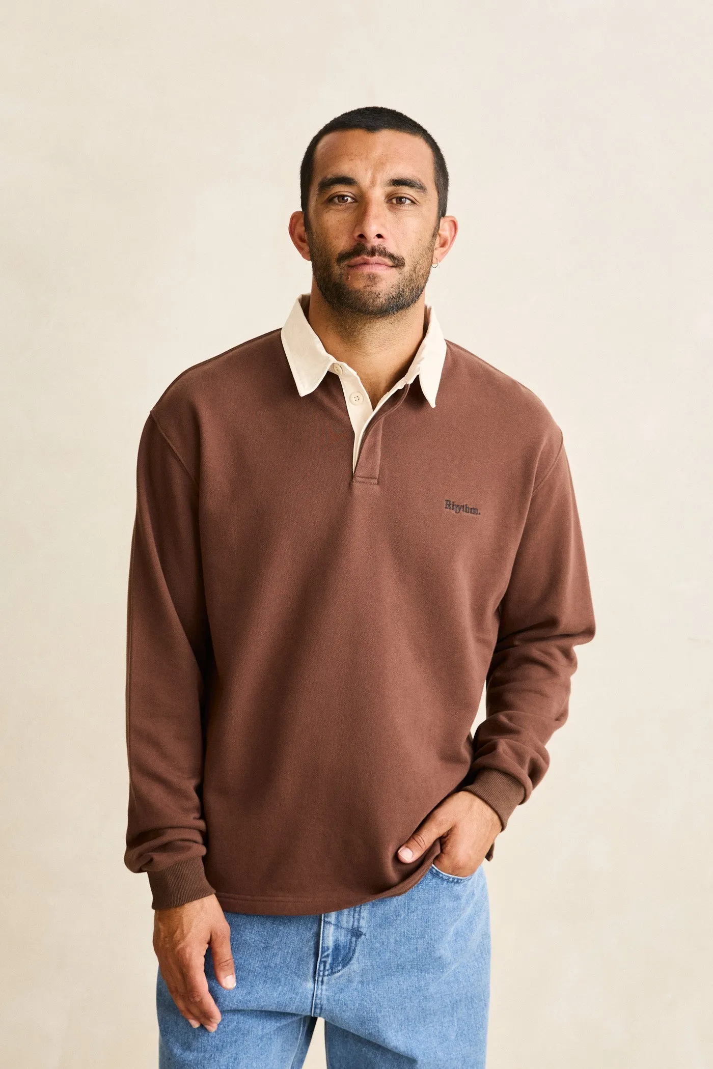 Essential Rugby Polo Chocolate sold by Rhythm. product image thumbnail 2