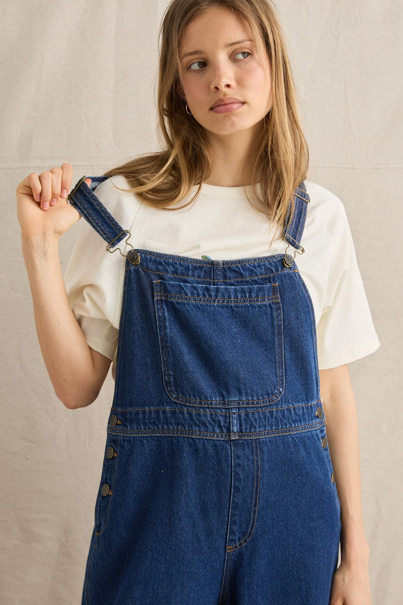 Charlie Wide Leg Cargo Overall Dark Denim sold by Rhythm. product image thumbnail 3