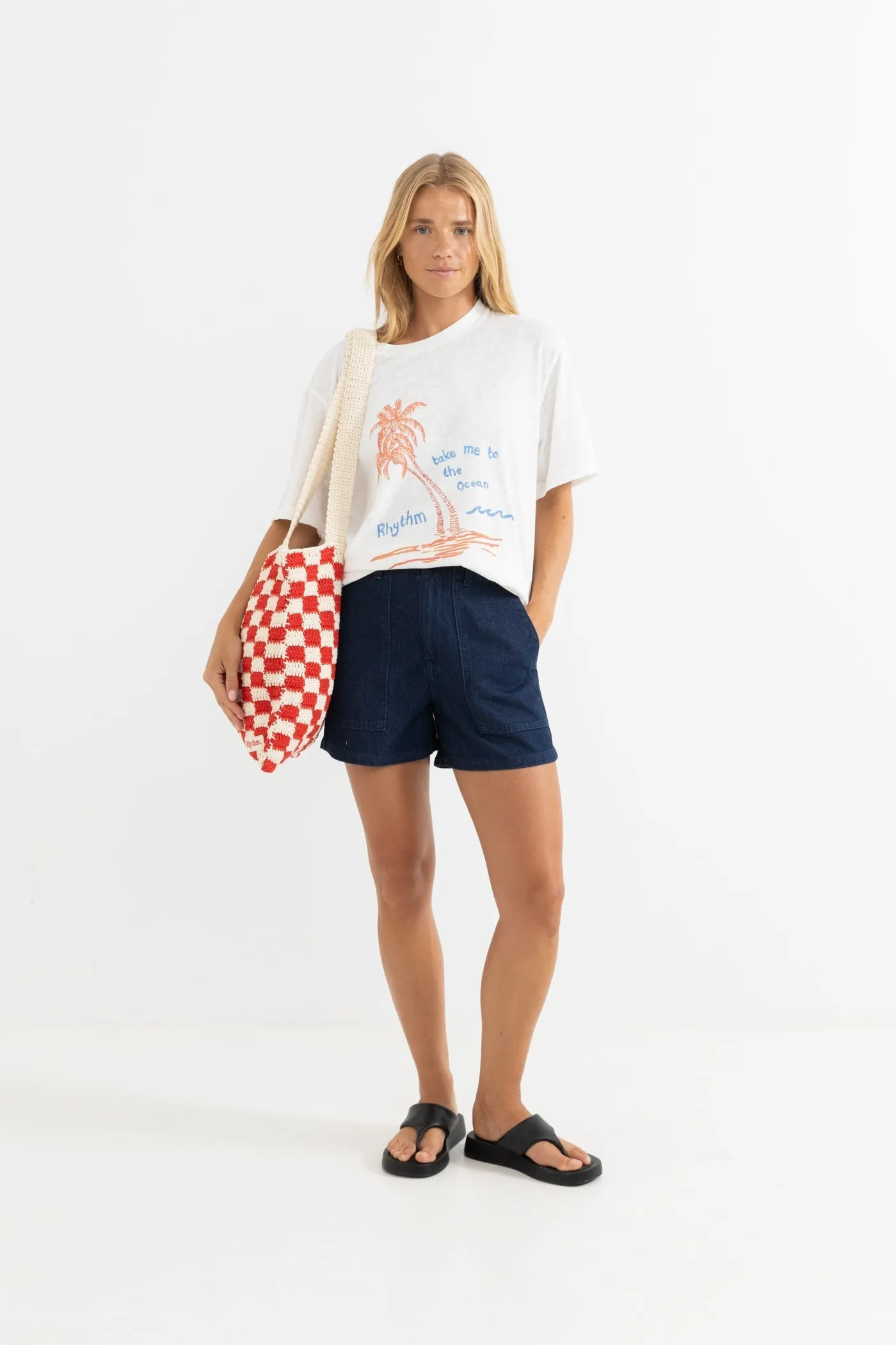 Lola Check Crochet Tote Bag sold by Rhythm. product image thumbnail 5