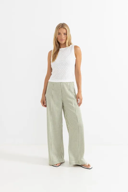 Cove Stripe Wide Leg Pant Aloe sold by Rhythm.
