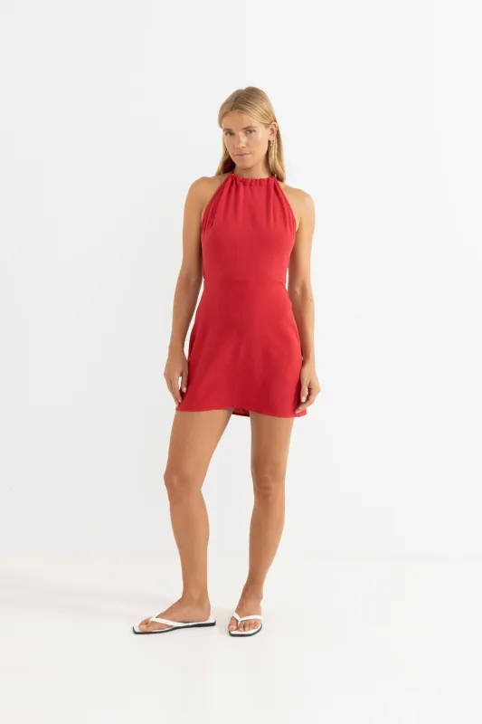 Nadia Halter Mini Dress Fire sold by Rhythm.