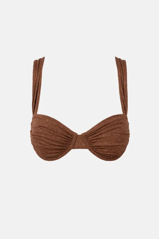 Sunset Soft Strap Balconette Top Chocolate sold by Rhythm.